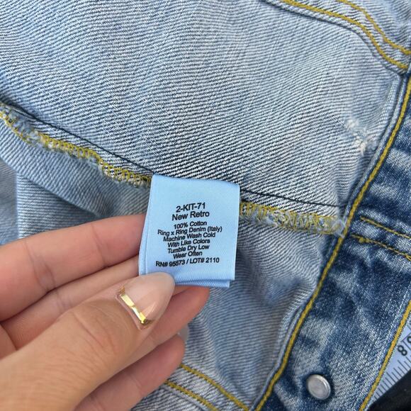 Vintage Y2K Paper Denim & Cloth Jean Jacket Distressed Denim Vanity Small - Picture 9 of 9